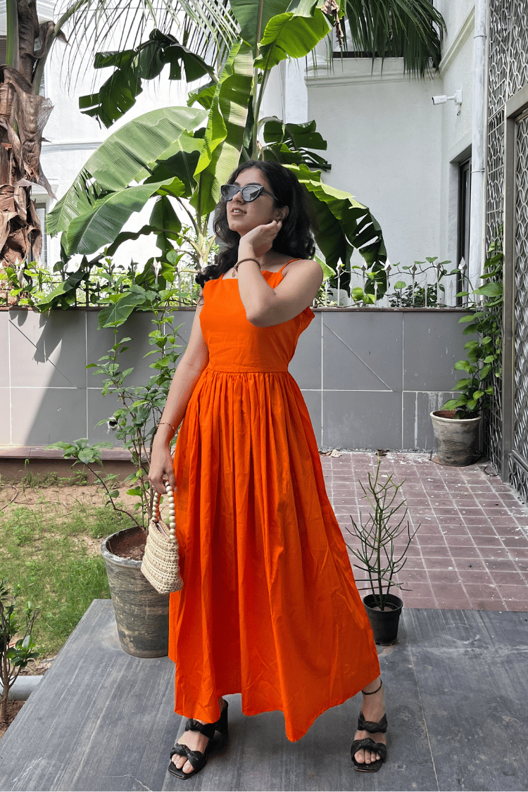 Hot Orange Maxi Dress