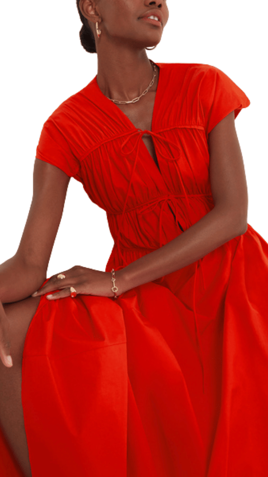 Hot Red String Cotton Maxi Dress