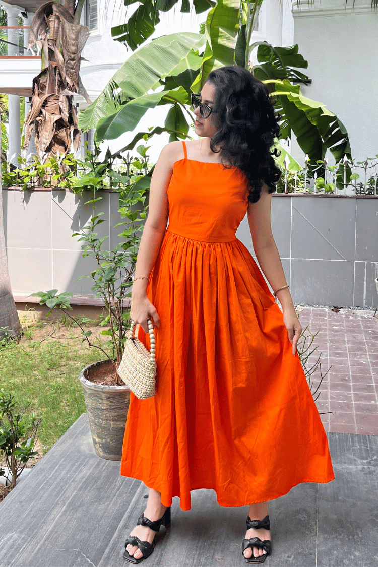 Hot Orange Maxi Dress