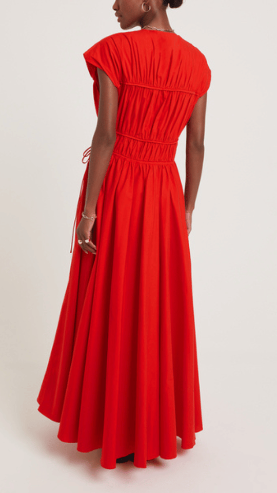 Hot Red String Cotton Maxi Dress