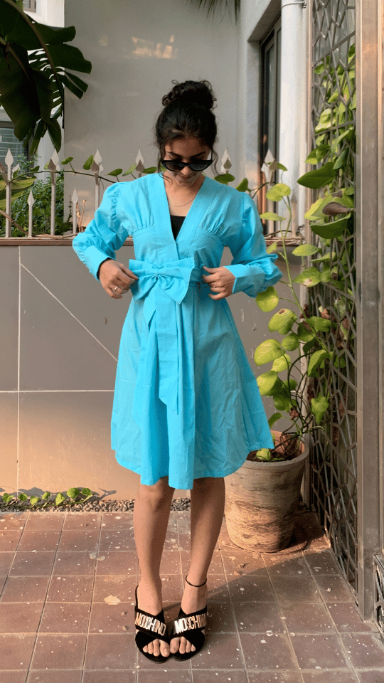 Soft Blue Bow Dress