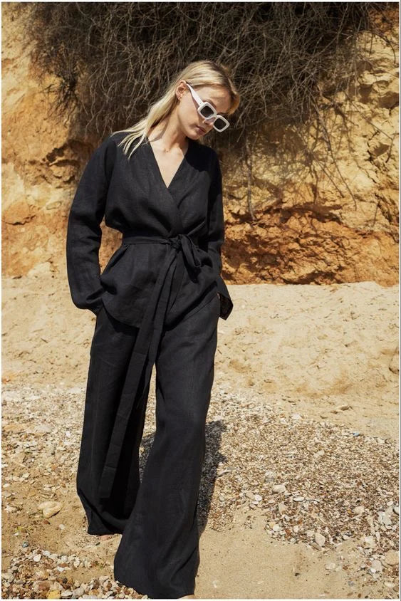 Black Wrap Coord Set