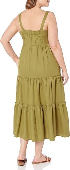 Moss Green Tiered Maxi Tent Dress