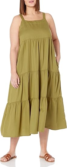 Moss Green Tiered Maxi Tent Dress