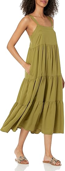 Moss Green Tiered Maxi Tent Dress