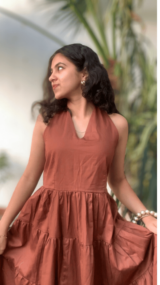 Brown Halter Neck Maxi