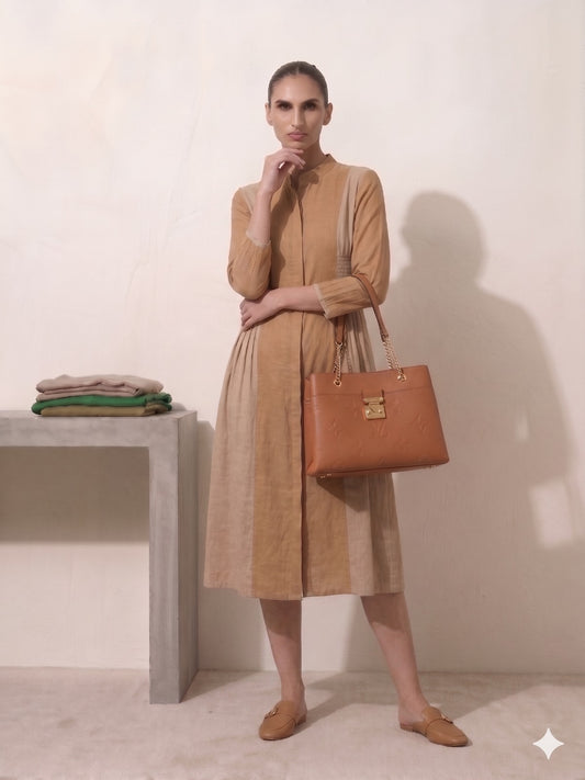 Earth-Tone Smocked Waist Co-ord Set