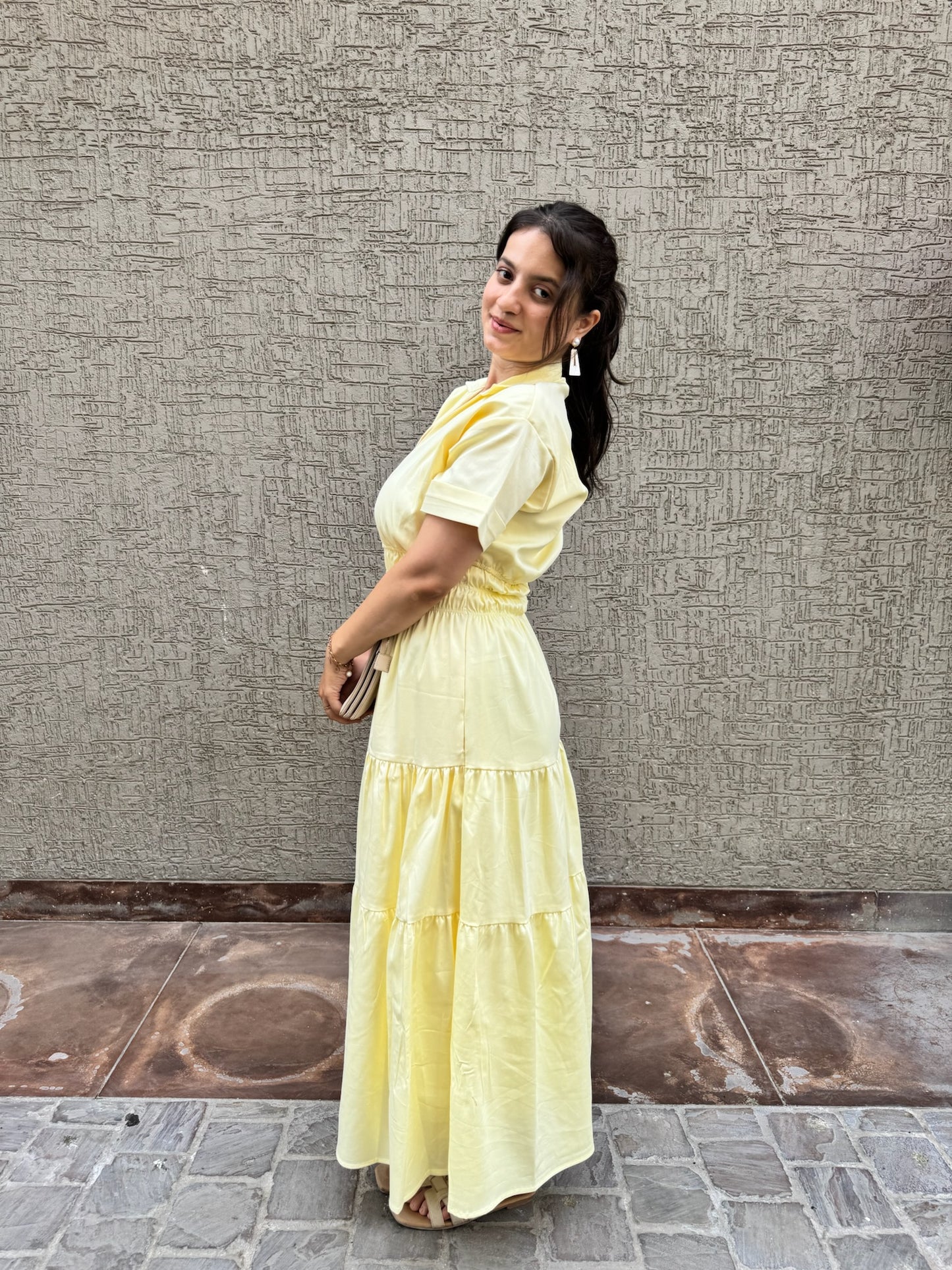 Butter Yellow Elastic Maxi