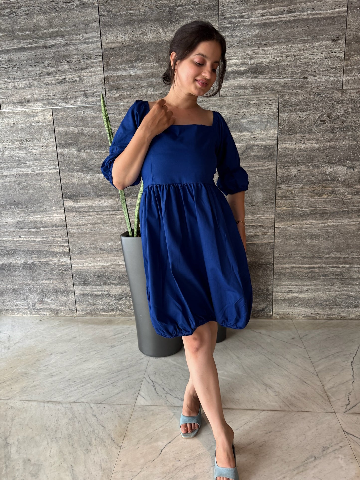 Hot Blue Shift Slvees Dress
