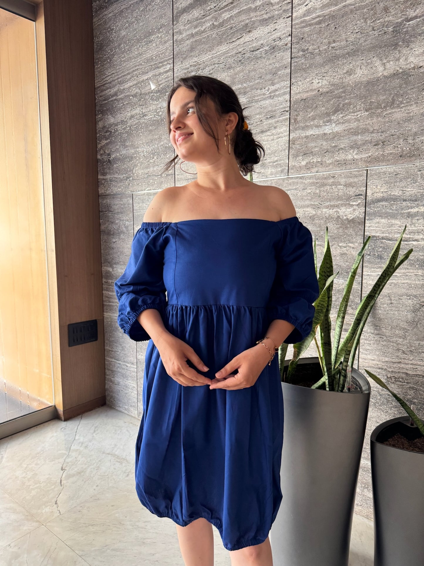 Hot Blue Shift Slvees Dress