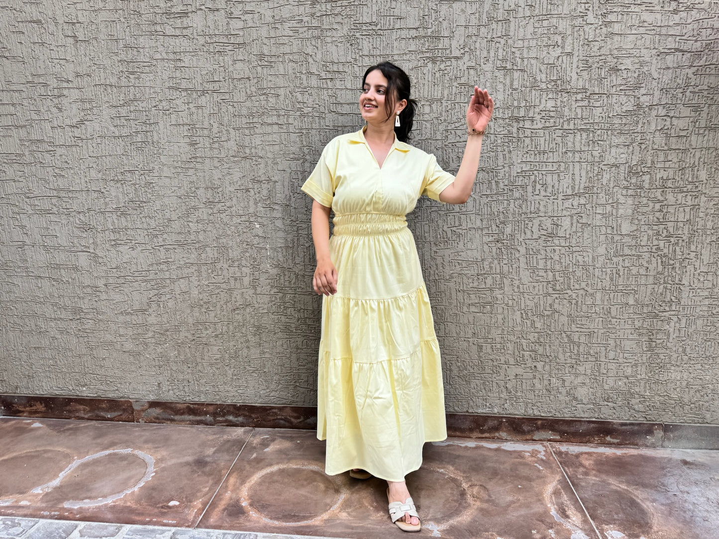 Butter Yellow Elastic Maxi