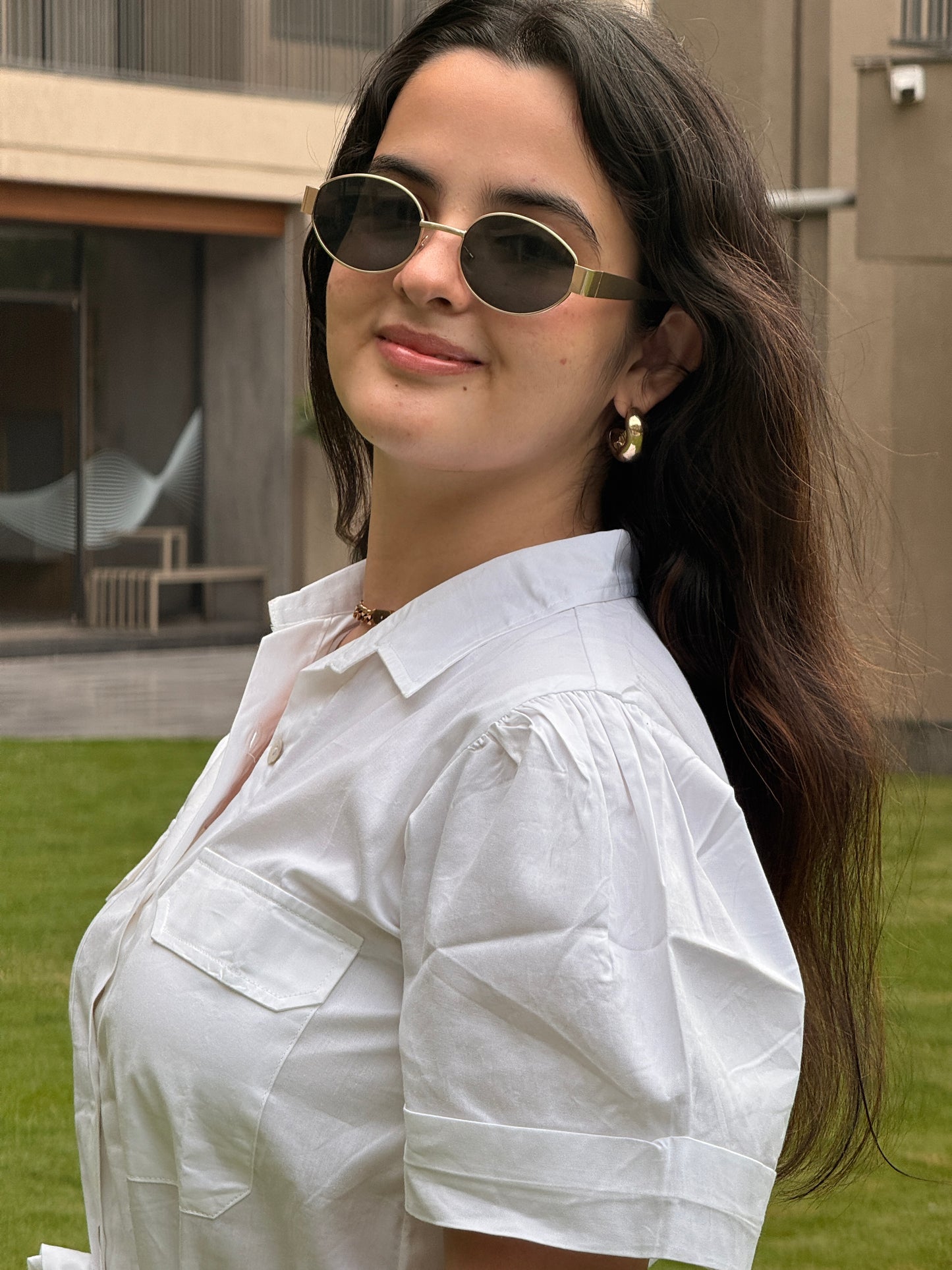 White Tiered Shirt Dress