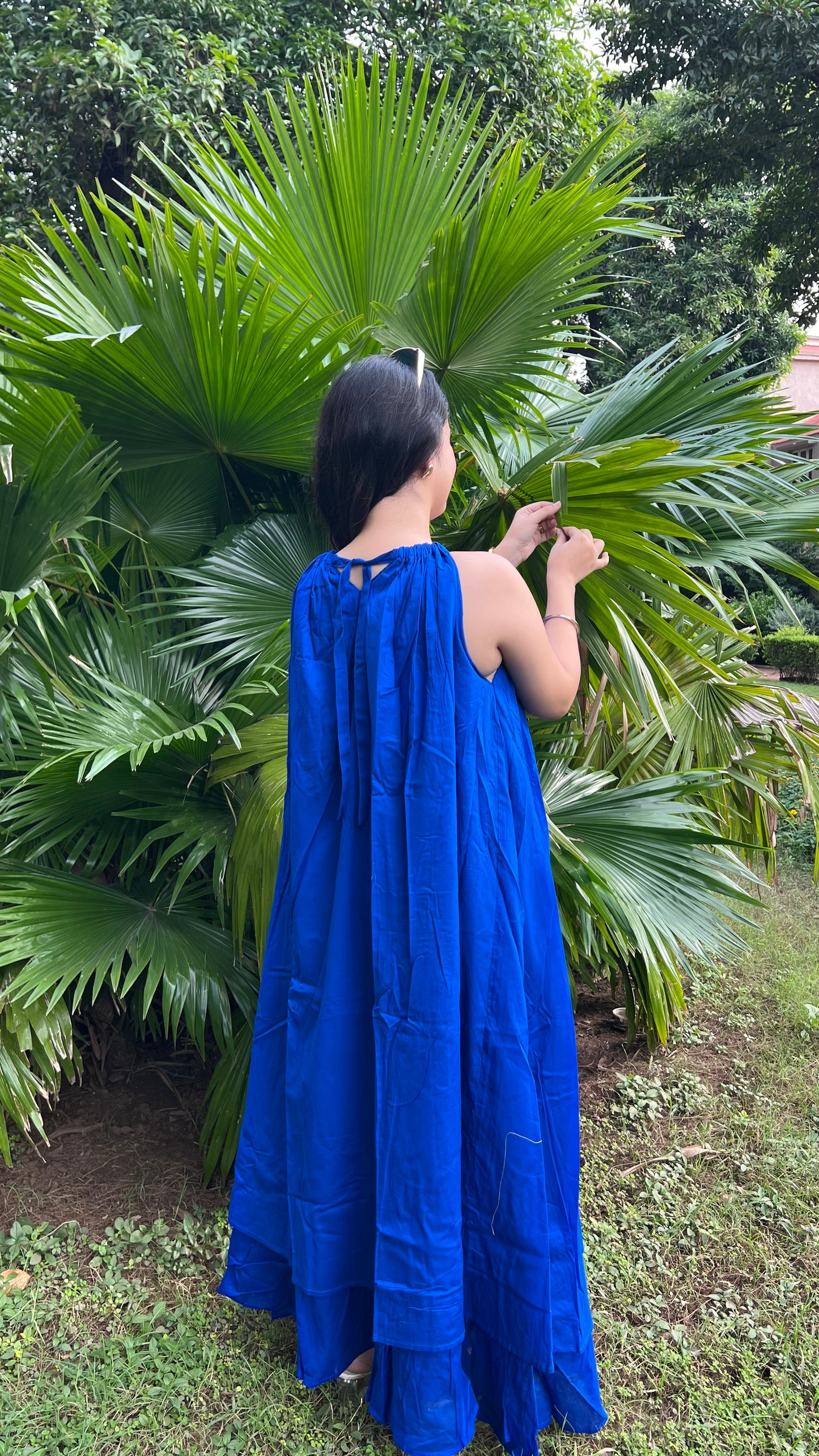 Mulmul Royal Blue Blooming Dress