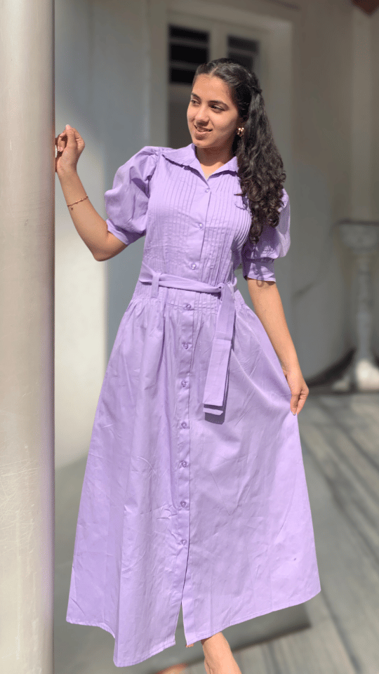 Lavender Pleated Maxi Dress