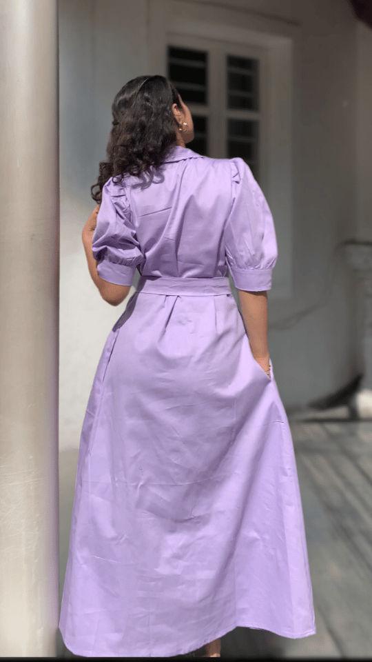 Lavender Pleated Maxi Dress