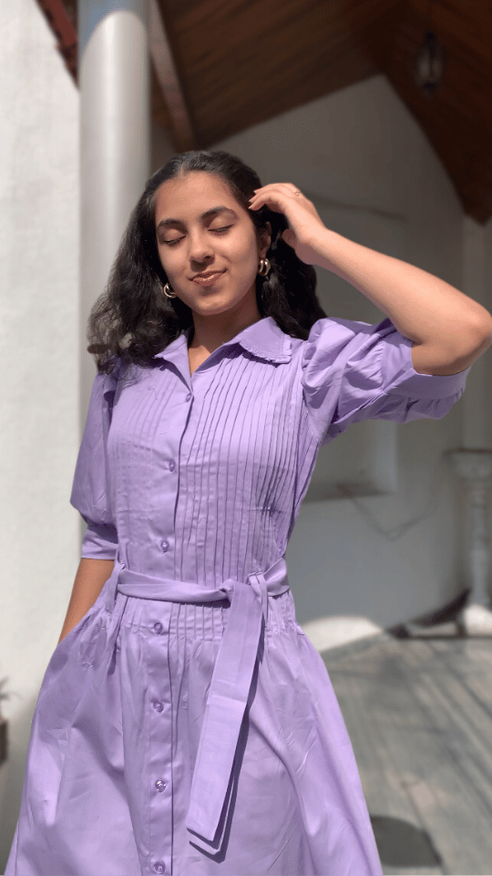 Lavender Pleated Maxi Dress