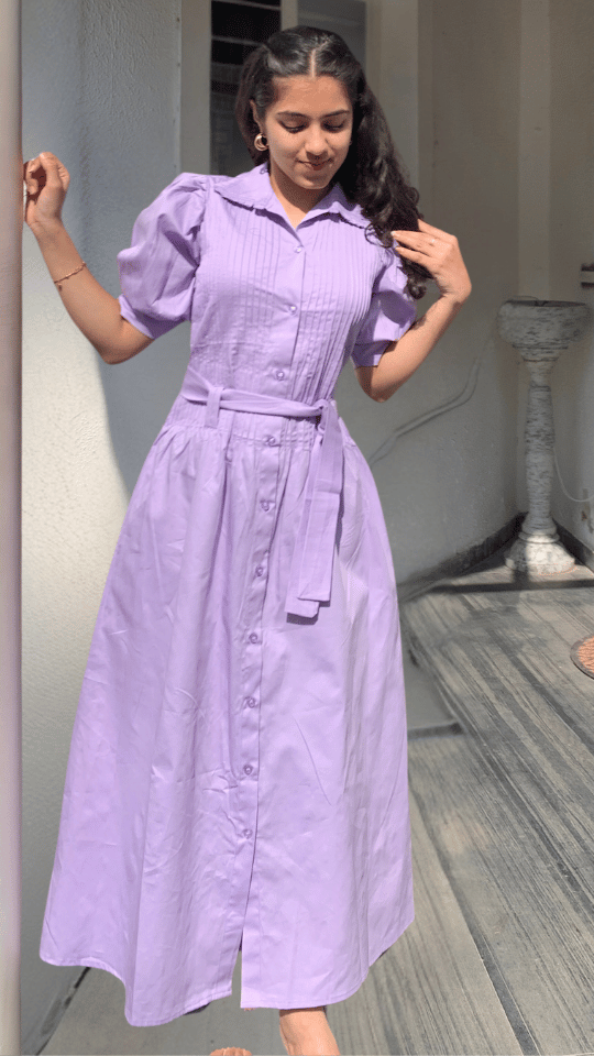 Lavender Pleated Maxi Dress