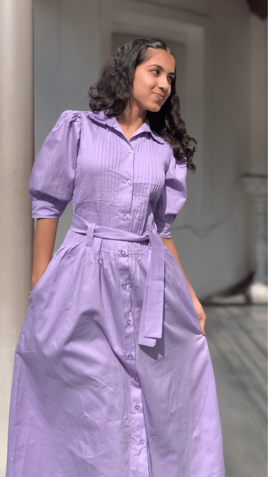 Lavender Pleated Maxi Dress