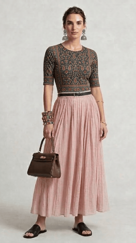 Mulmul Peach Blush Pink Skirt