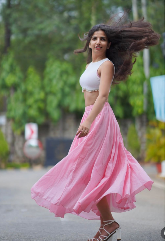 Mulmul Peach Blush Pink Skirt