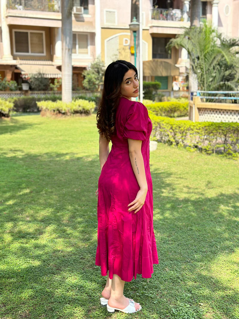 Mulmul Pink Button Maxi