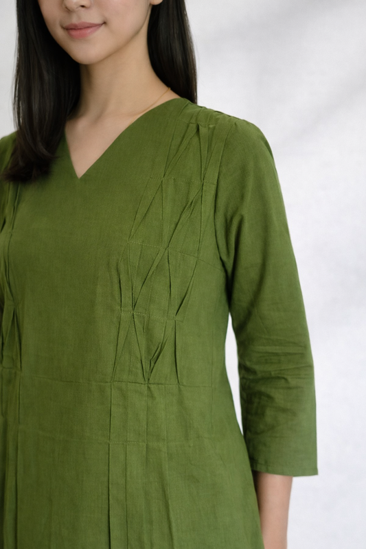 Olive Green V-Neck Cotton Co-Ord Set (1)