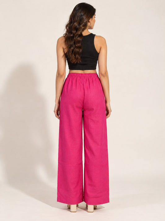 Pink Cotton Linen Flex Pant