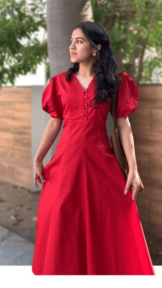 Red Summer Aline Maxi Dress