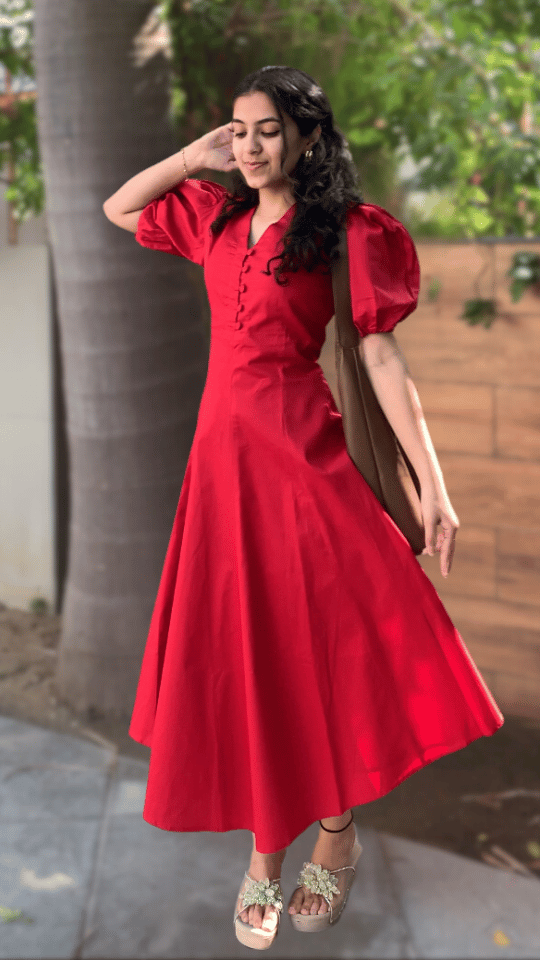 Red Summer Aline Maxi Dress