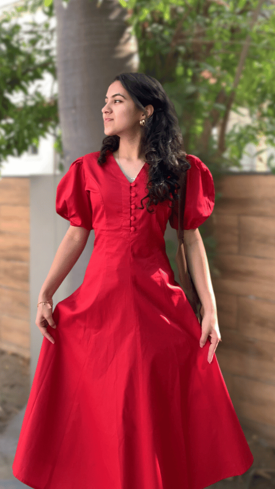 Red Summer Aline Maxi Dress - Main Image