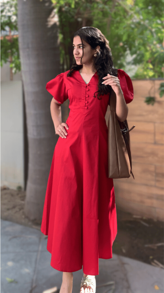 Red Summer Aline Maxi Dress
