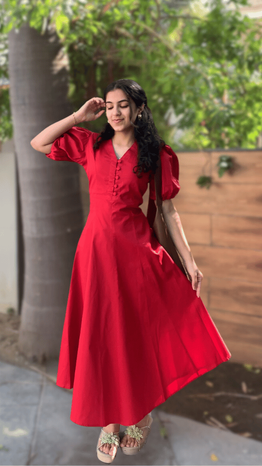 Red Summer Aline Maxi Dress