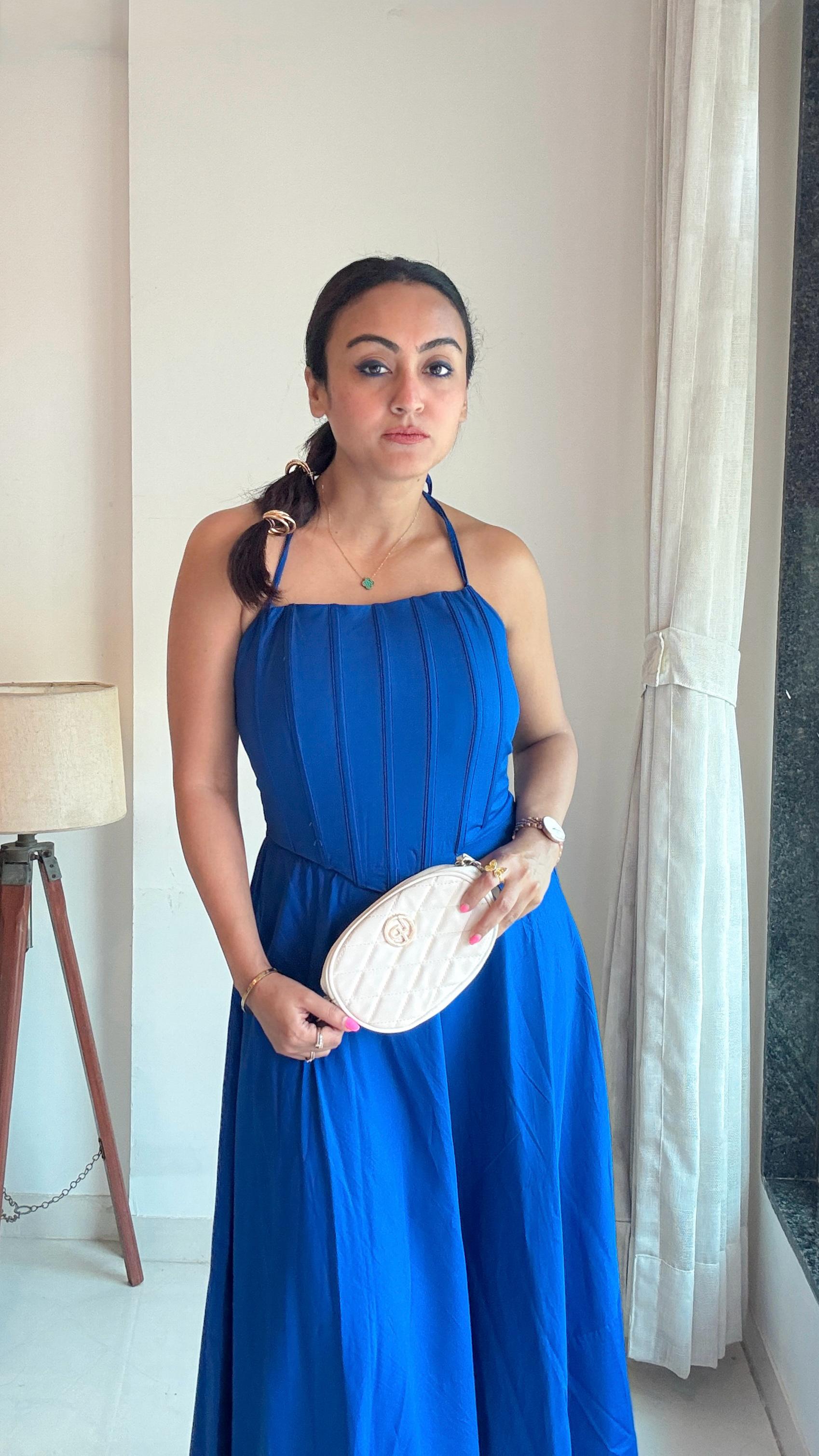 Royal Blue Corset 2 Piece Dress HOUSE OF SHAILJA Royal Blue Corset 2 Piece Dress HOUSE OF SHAILJA