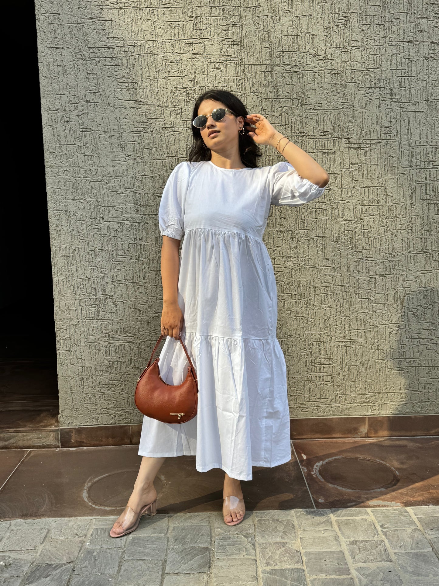 White Puff Maxi Dress