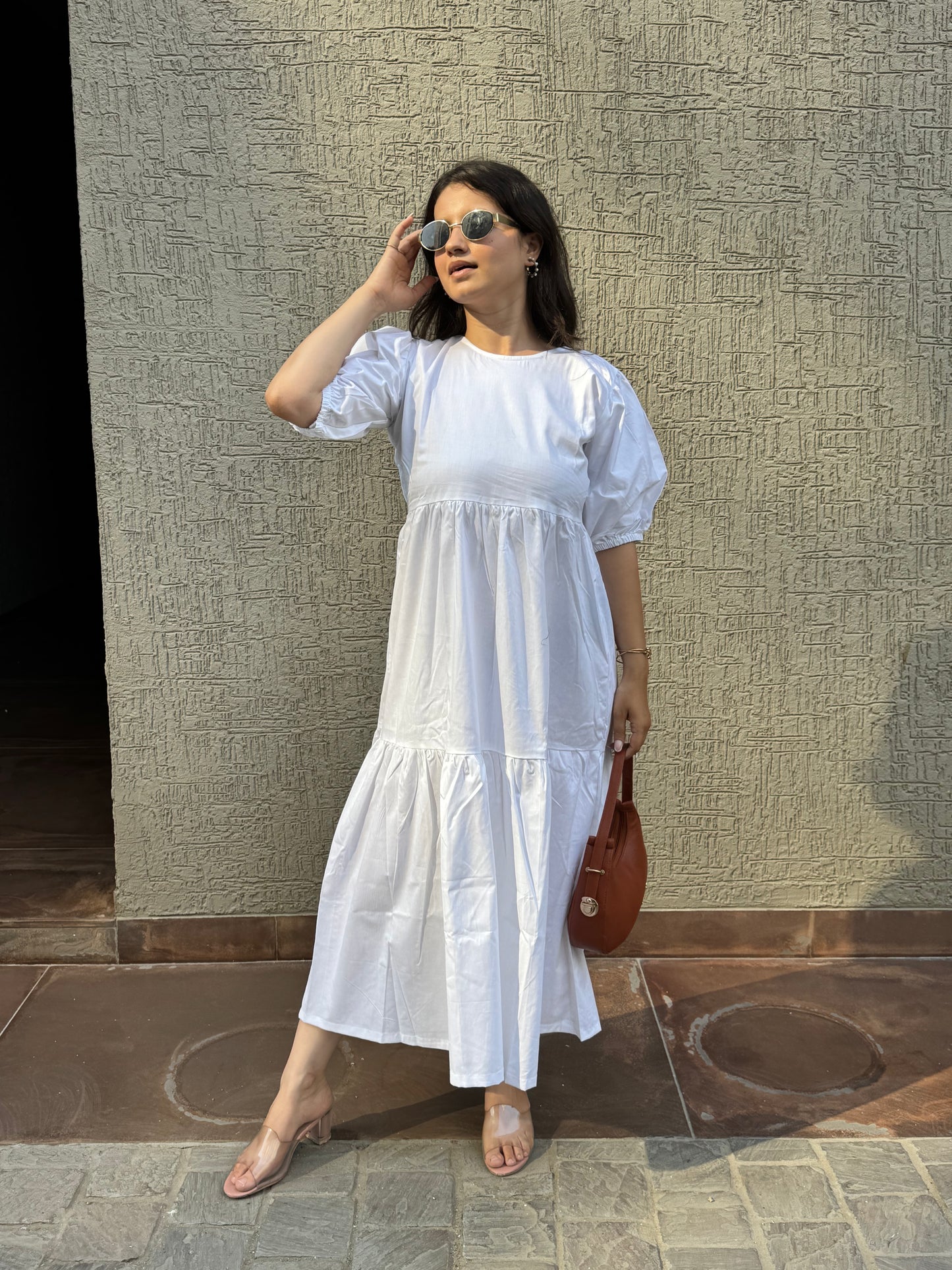 White Puff Maxi Dress