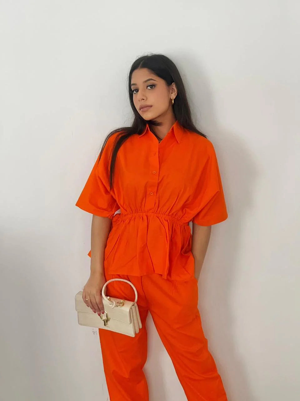 Hot Orange Cord set in Pants