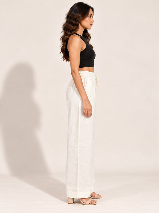 Off-White Cotton Linen Flex Pant