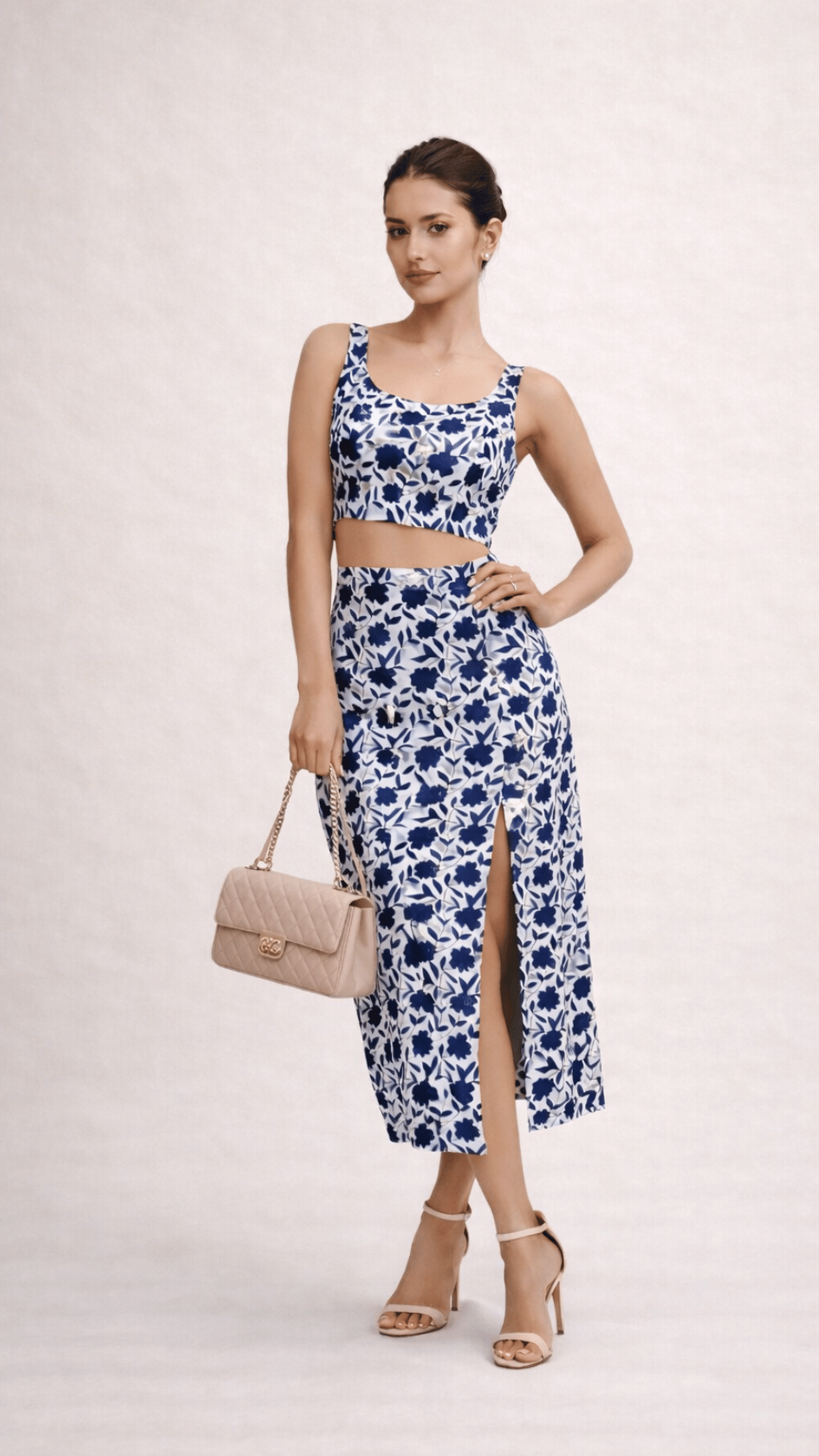 Blue Flower Skirt Top