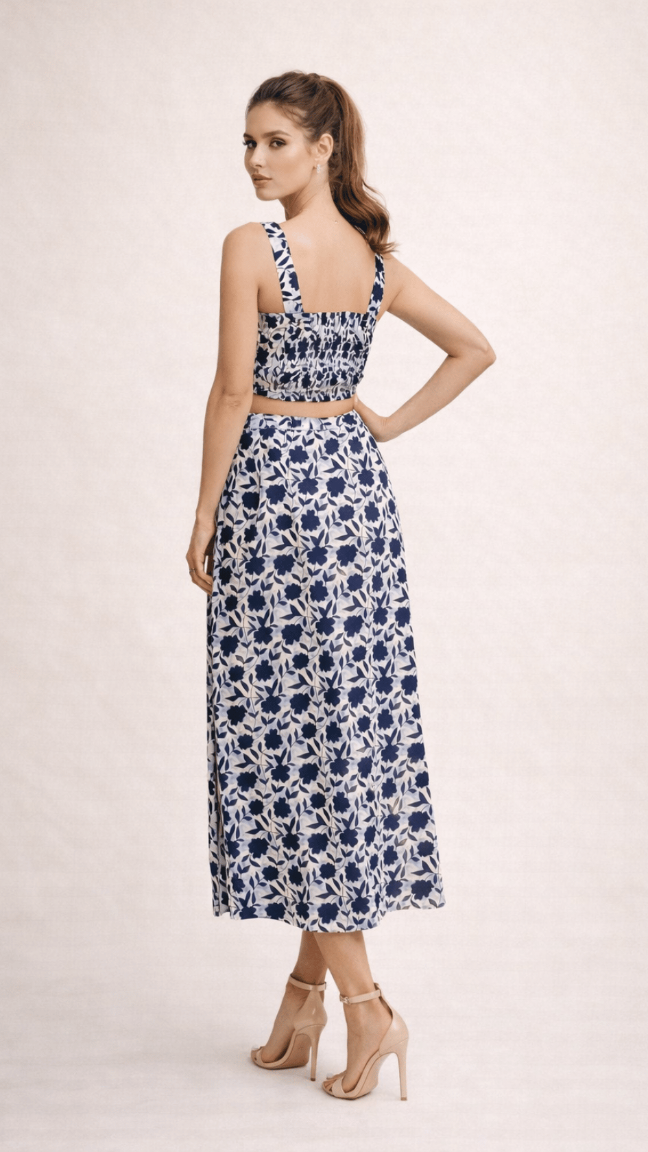 Blue Flower Skirt Top