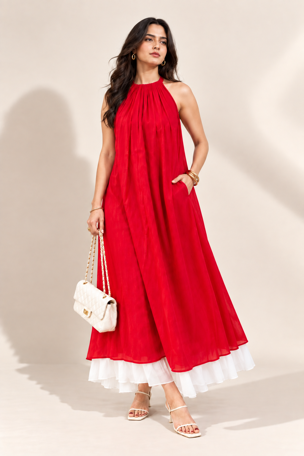 Rosy Pink Dual Color Blooming Maxi Dress