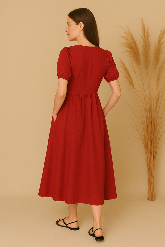 Aalayra Red Button Maxi
