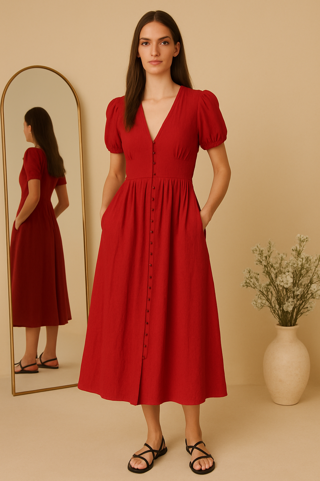 Aalayra Red Button Maxi