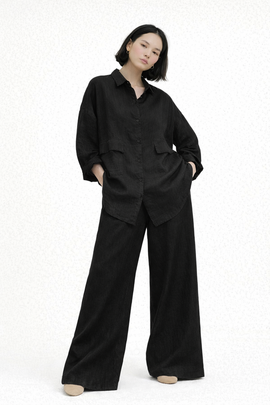 Black Linen Oversize Co-Ord Set