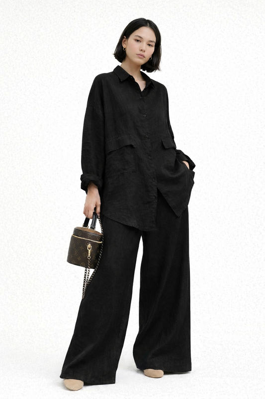 Black Linen Oversize Co-Ord Set