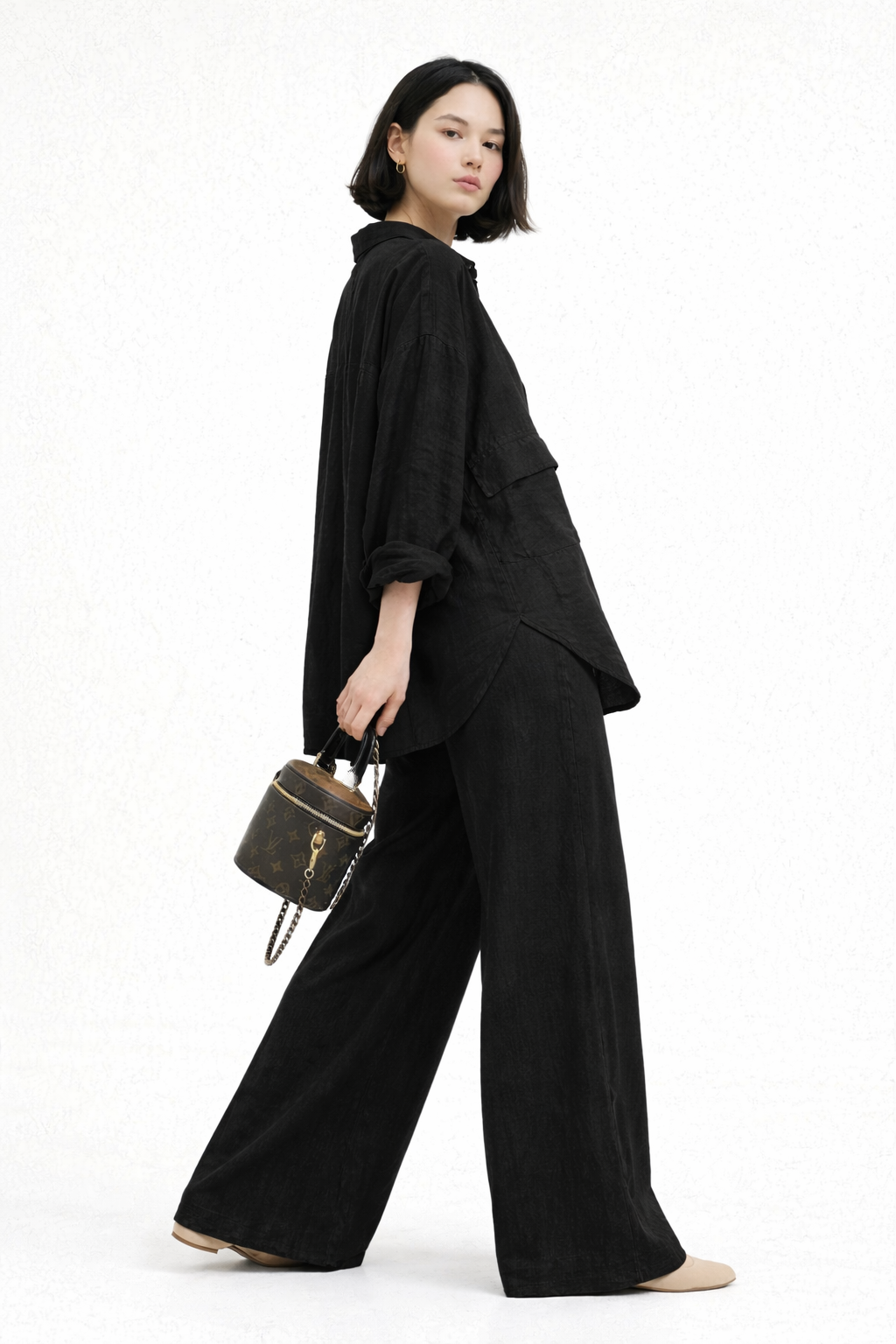 Black Linen Oversize Co-Ord Set