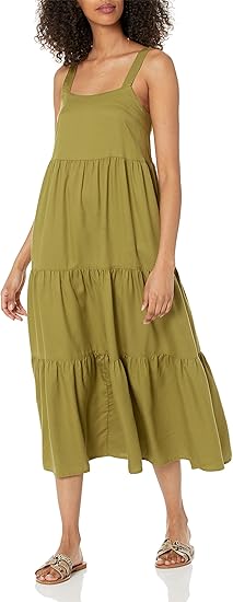 Moss Green Tiered Maxi Tent Dress