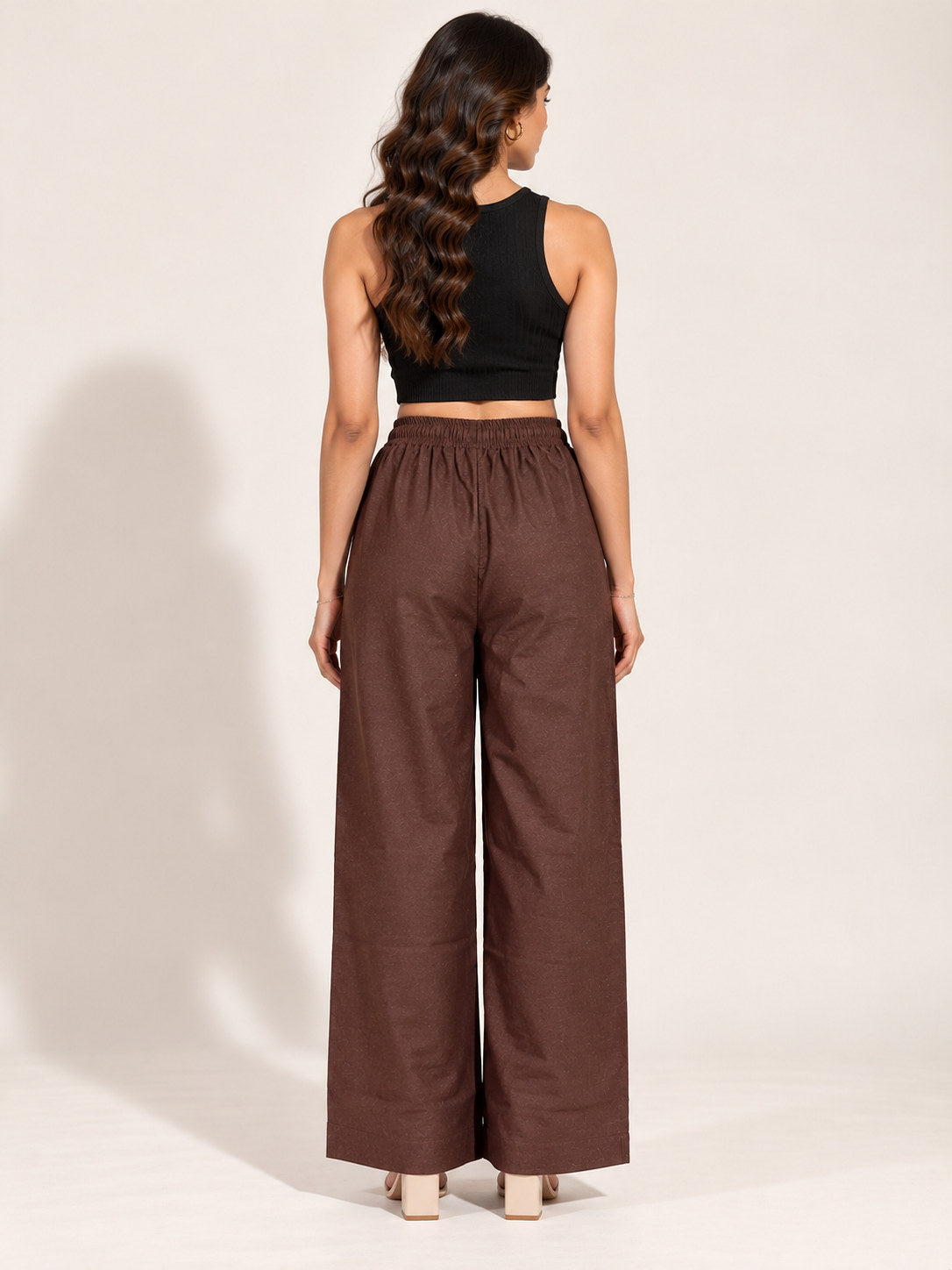 Brown Cotton Linen Flex Pant