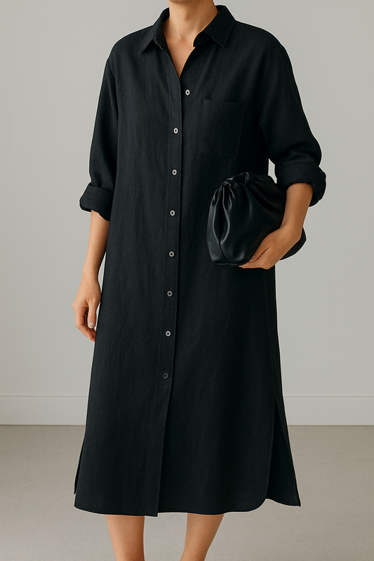 Black Shirt linen Dress