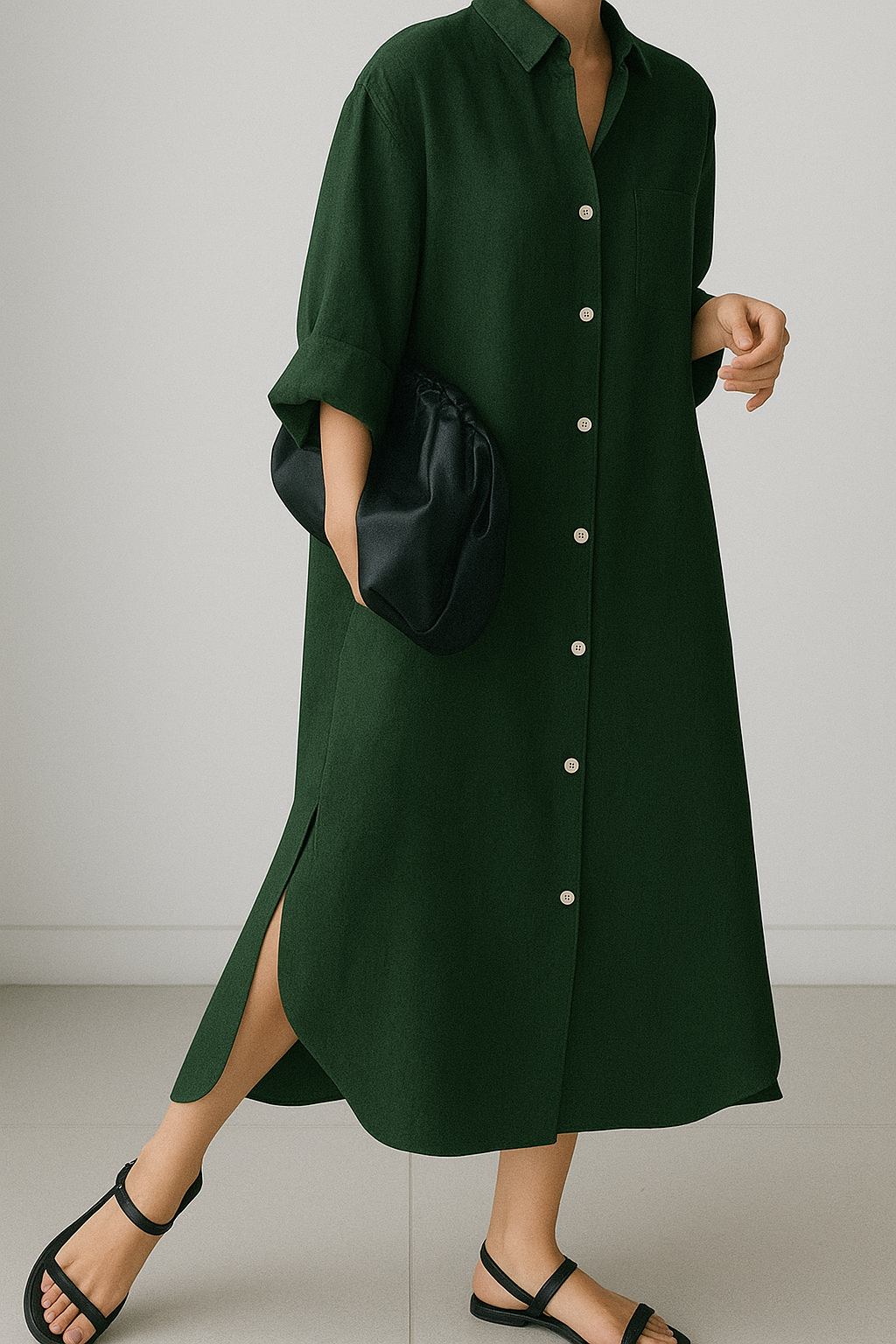 Bottle Green Oversize Shirt Dress - XS Bottle Green Oversize Shirt Dress - XS