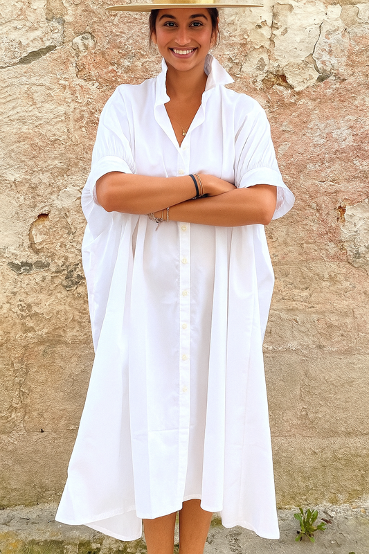 WHITE OVERSIZED SHIRT DRESS